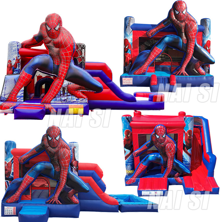 Inflatable Bouncer Bouncy Spider Man moonwalks Spider-Man Jumping Castle Moon Spiderman Bounce House Combo With Slide