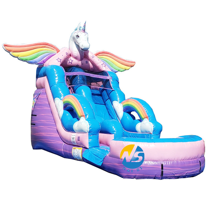 High Quality Popular Mermaid Theme Inflatable Water Slide With Pool for Rental