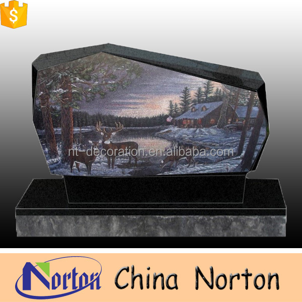 Modern unique design black grave stone granite marble tombstone & headstone prices