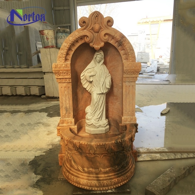 Wholesale price marble feature religious fountains stone Virgin Mary water fountain wall