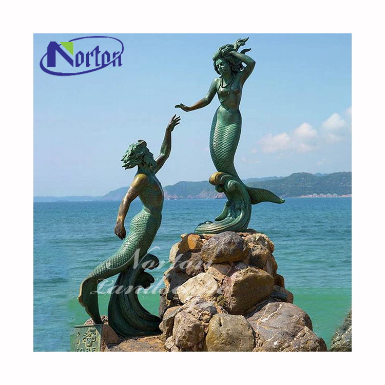 Norton Factory Product Beautiful Life Size Cast Bronze Nude Female Mermaid Statue For Sale