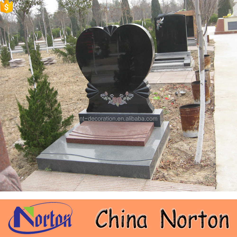 Granite heart shaped cemetery cheap upright black marble grave headstone tombstone prices