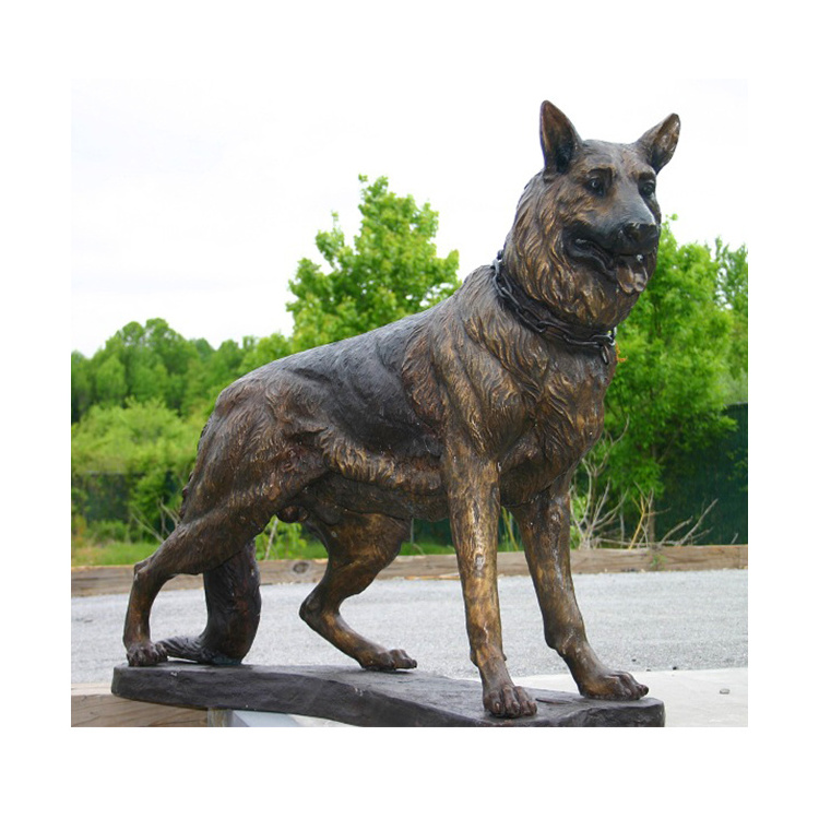 Custom Hand Made Life Size Metal Animal Sculpture German Shepherd Garden Statue Bronze Dog