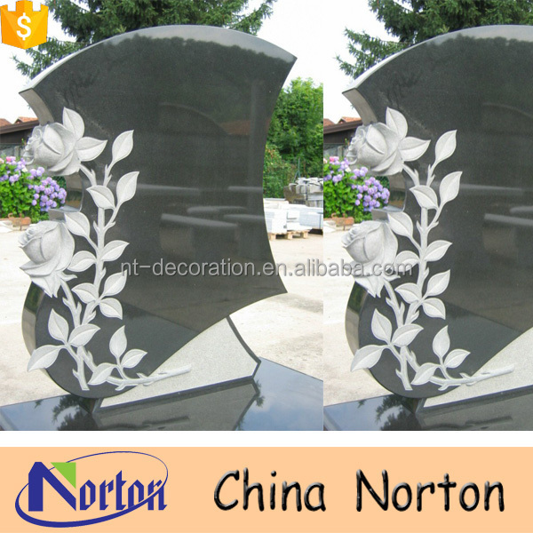 Wholesale cheap granite carved rose headstone NTGT-390A