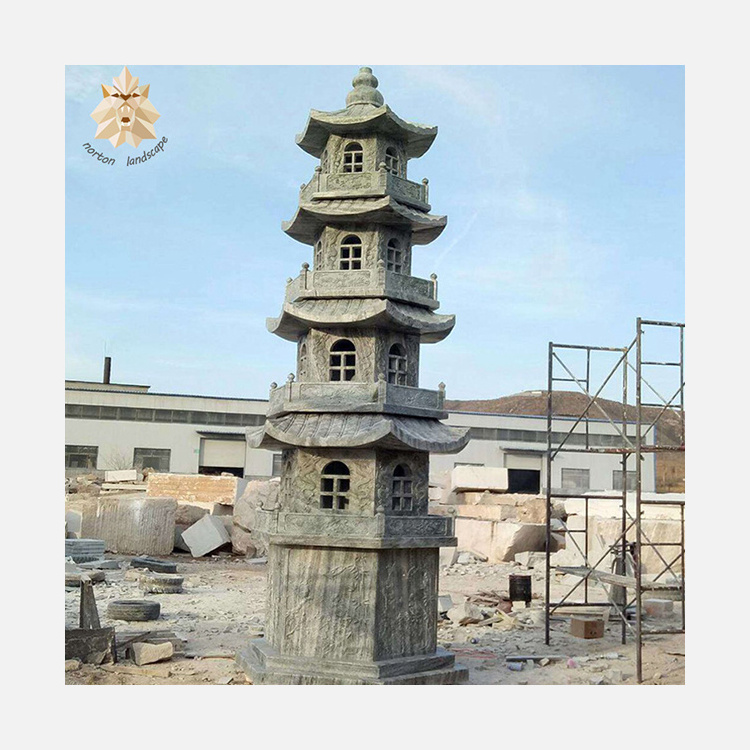 Artificial Japanese 5-story granite garden lanterns stone pagoda for sale