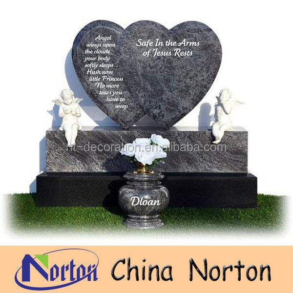 vase and heart shaped little angel granite tombstone for sale NTGT-109