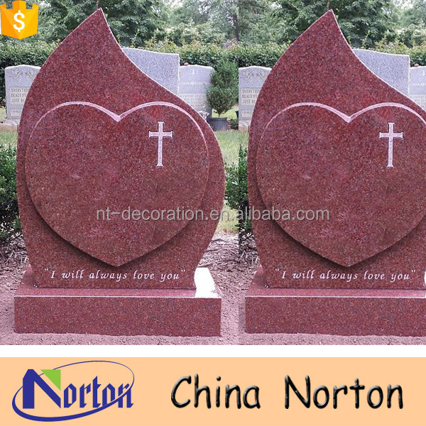 red color tombstone heart shaped granite headstone NTGT-067