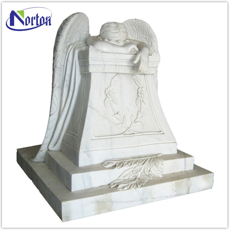 White dolphin shaped granite simple design headstone NTGT-020Y