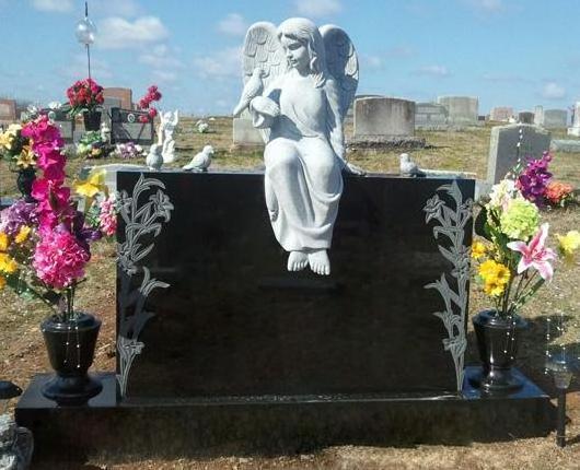 Modern hand carved angel sitting with flowers in hand stone sculpture large cemetery marble weeping angel statue tombstone