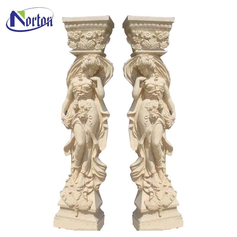 Modern home vills use European style natural stone pillar white marble antique roman pillars stone column for sale NTMF-C030