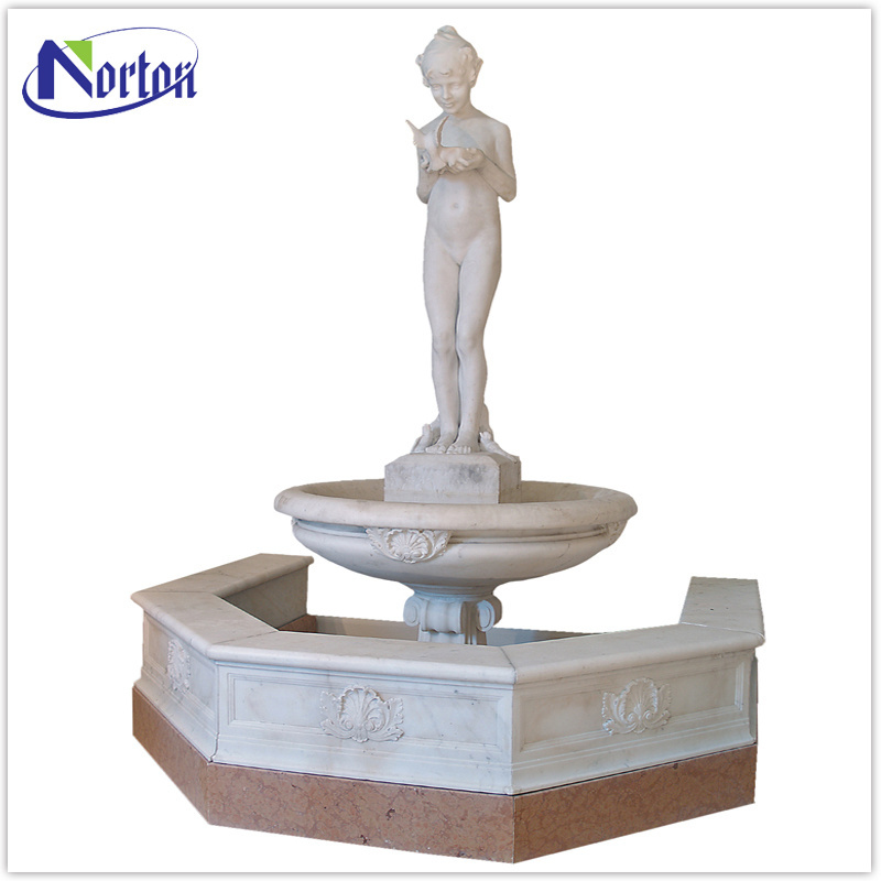 Modern outdoor garden decor natural stone nude woman statues white virgin Mary marble statue fountain for sale