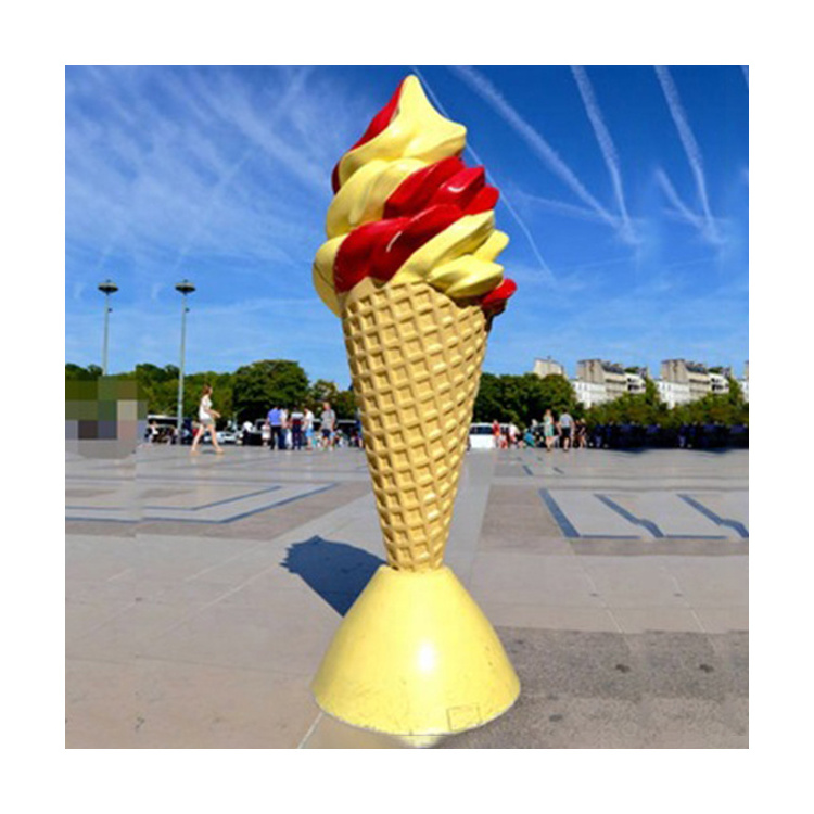 Outdoor decorative large fiberglass resin ice cream statue sculptures for sale