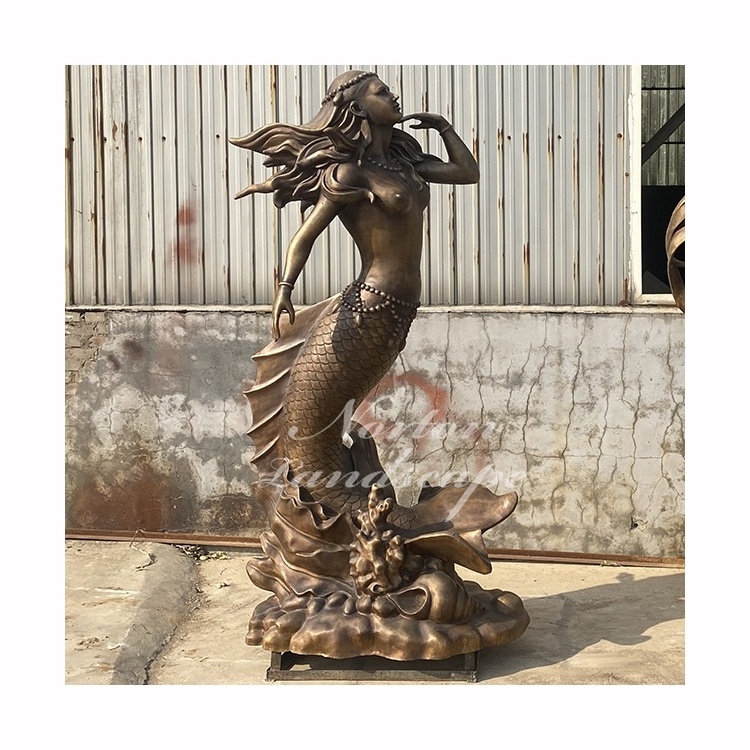 Norton Factory Product Beautiful Life Size Cast Bronze Nude Female Mermaid Statue For Sale