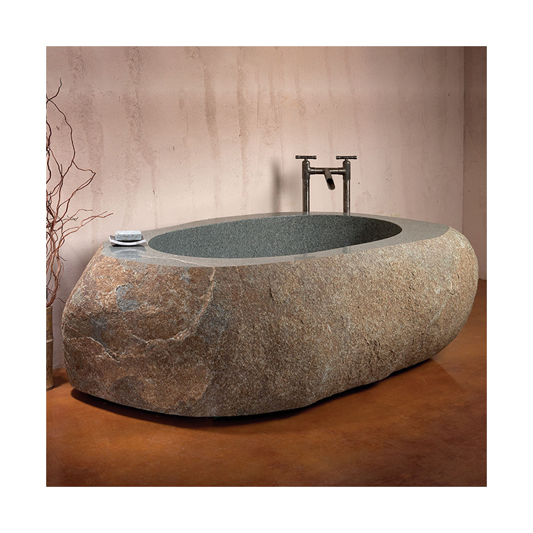 Modern Indoor Corner Use Large Natural Black Round Marble Stone Tub Bathtub Prices