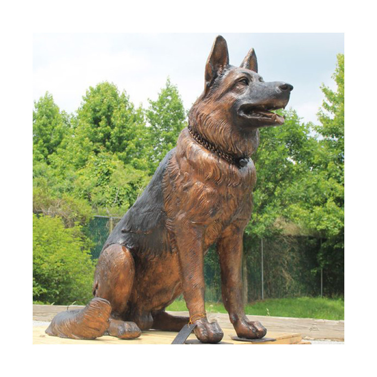 Custom Hand Made Life Size Metal Animal Sculpture German Shepherd Garden Statue Bronze Dog