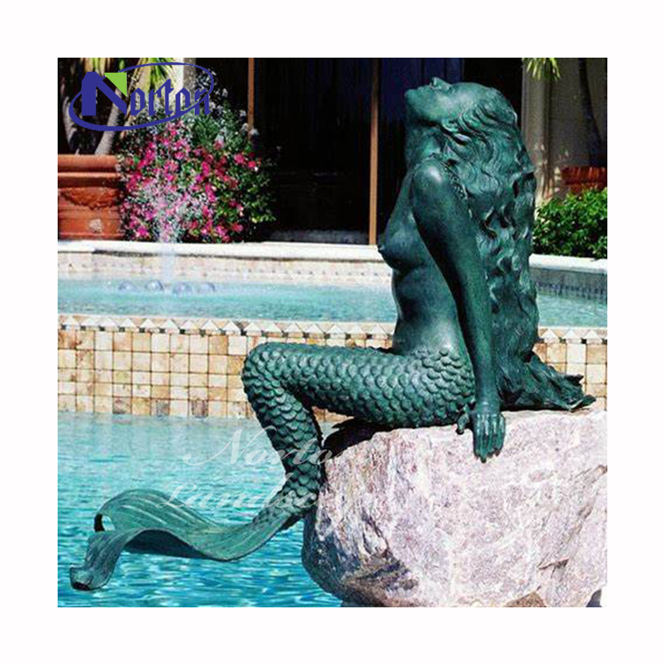 Norton Factory Product Beautiful Life Size Cast Bronze Nude Female Mermaid Statue For Sale