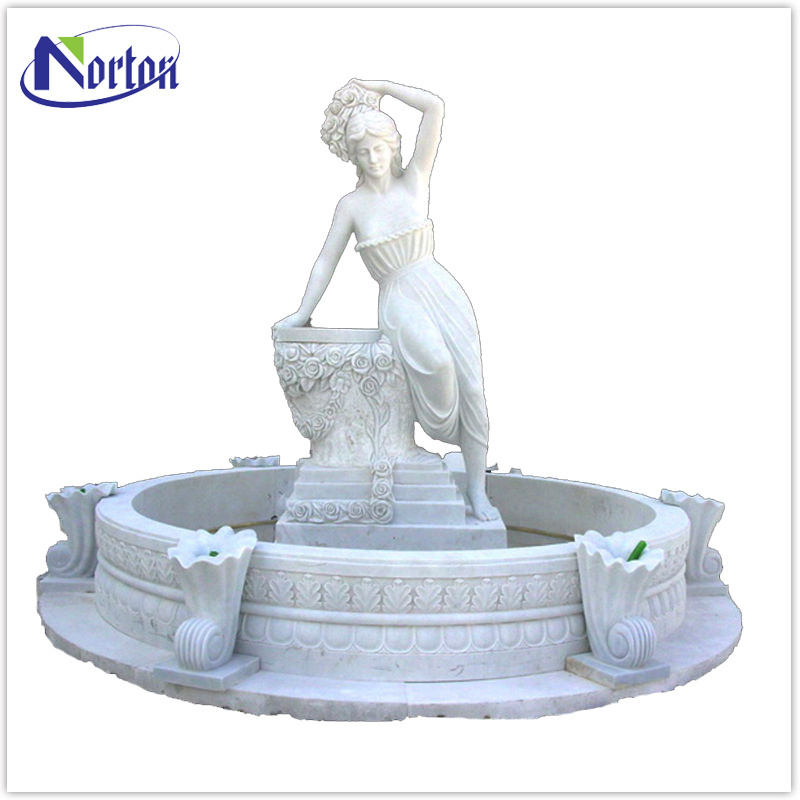 Modern outdoor garden decor natural stone nude woman statues white virgin Mary marble statue fountain for sale