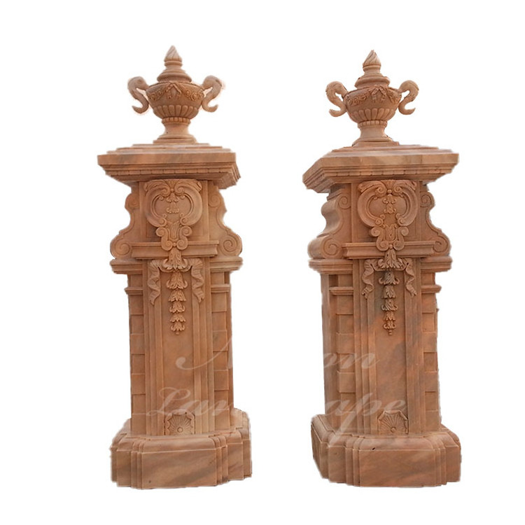 House Decorative Granite Stone Gate Used White Marble Square Column Pillar Design For Sale