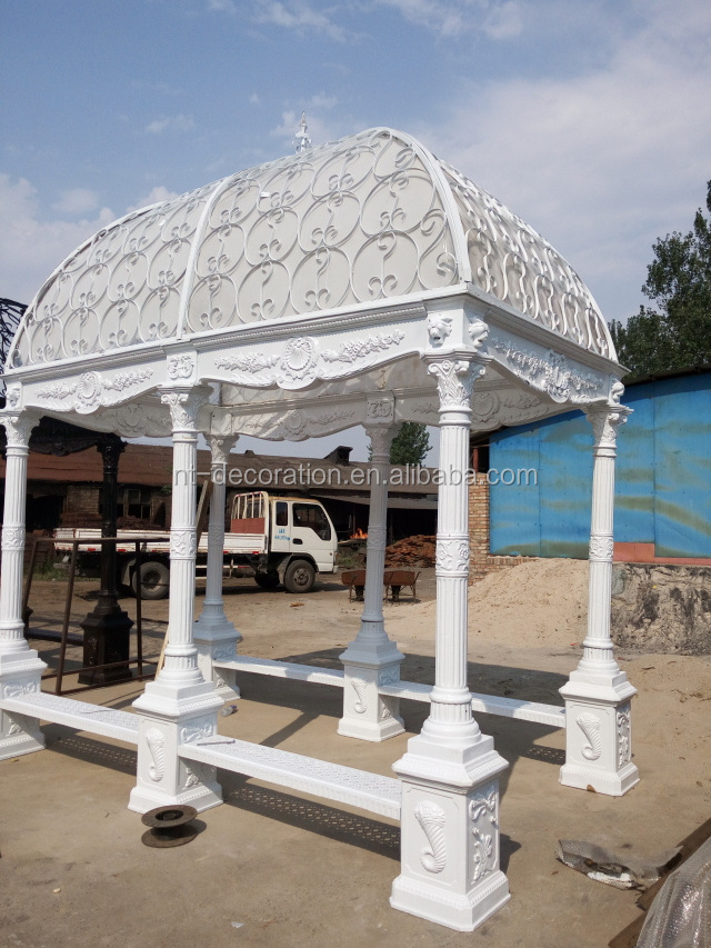 European style antique metal garden white wrought cast iron garden gazebo for sale NTIG-233C