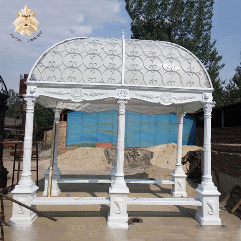 European style antique metal garden white wrought cast iron garden gazebo for sale NTIG-233C