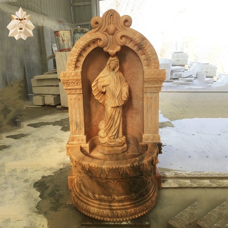 Wholesale price marble feature religious fountains stone Virgin Mary water fountain wall