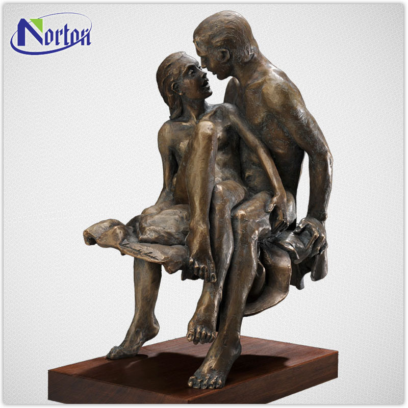 Modern outdoor bronze garden sculpture figure nude man and woman bronze brass statue