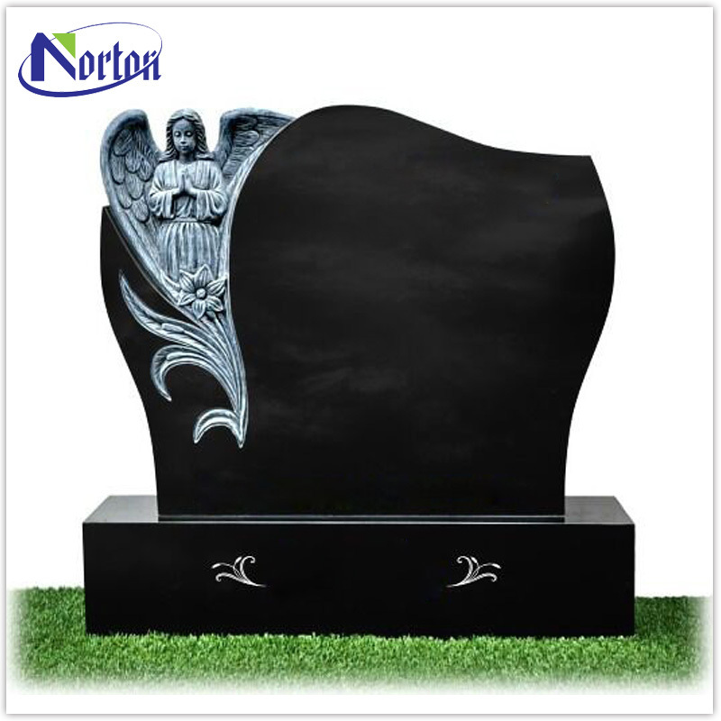 sad angel hugging heart shape gravestone,carved flower granite tombstone NTGT-046