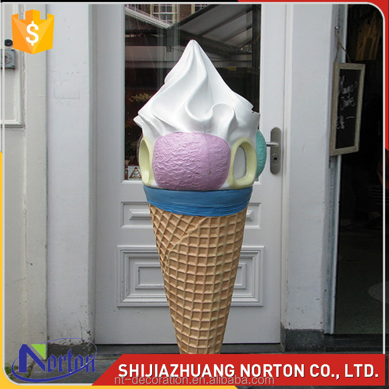 Outdoor decorative large fiberglass resin ice cream statue sculptures for sale