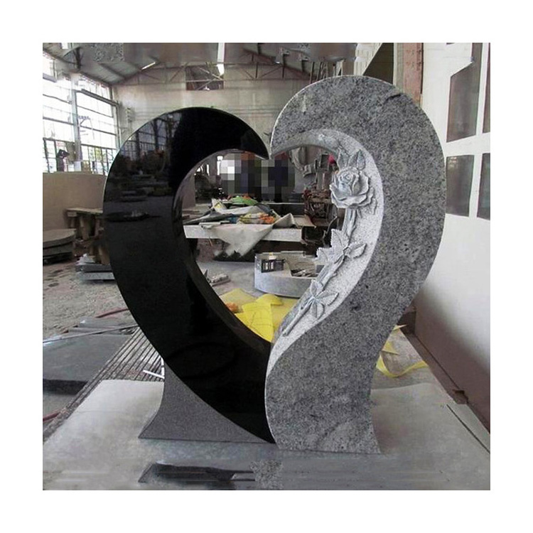 Granite heart shaped cemetery cheap upright black marble grave headstone tombstone prices