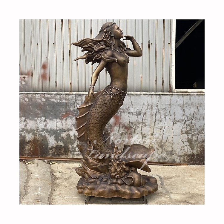 Norton Factory Product Beautiful Life Size Cast Bronze Nude Female Mermaid Statue For Sale