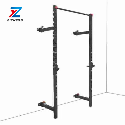 ZYFITNESS gym functional  Wall-Mounted Power Rack with Pull Up Bar and J-Cups fold squat rack