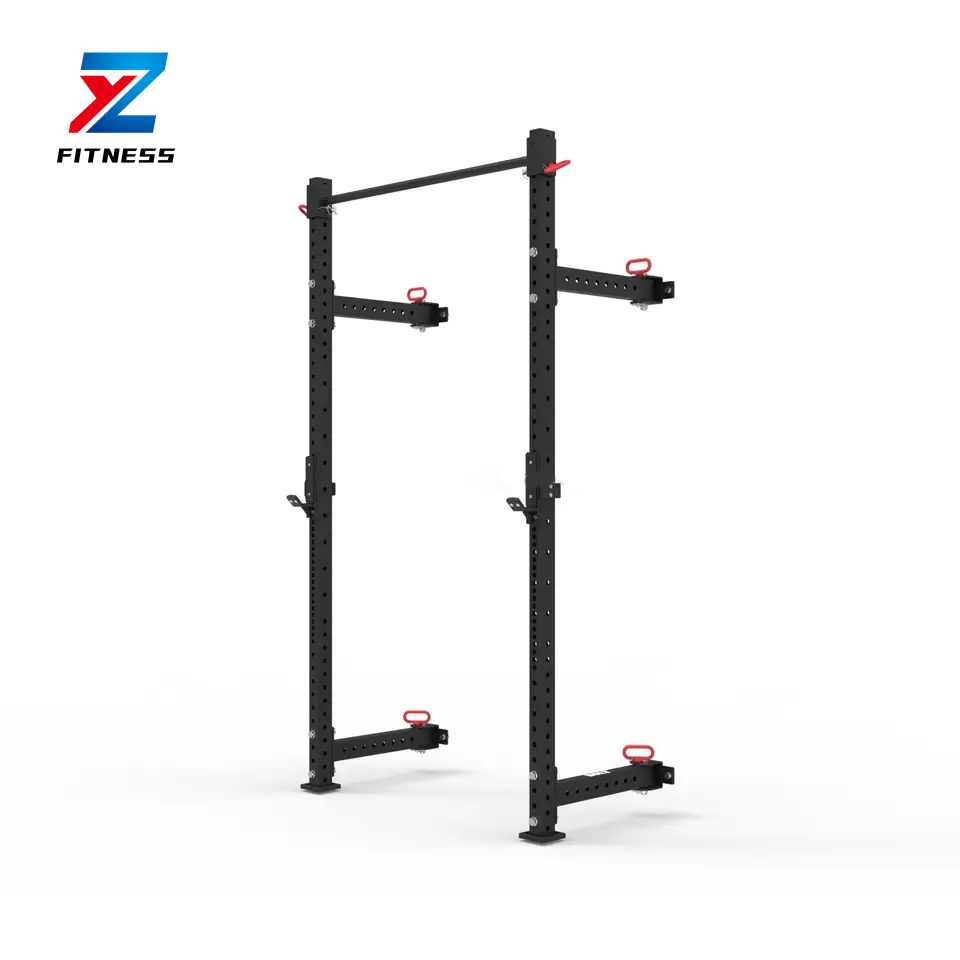 ZYFITNESS gym functional  Wall-Mounted Power Rack with Pull Up Bar and J-Cups fold squat rack