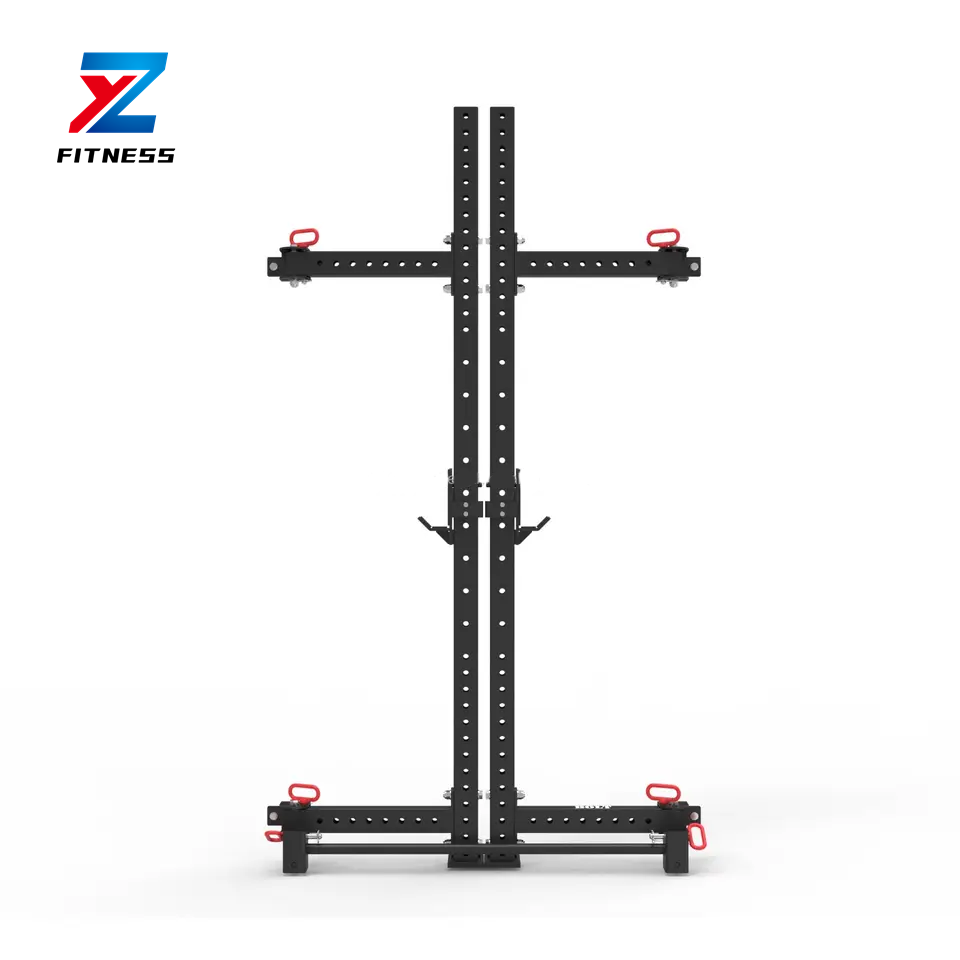 ZYFITNESS gym functional  Wall-Mounted Power Rack with Pull Up Bar and J-Cups fold squat rack