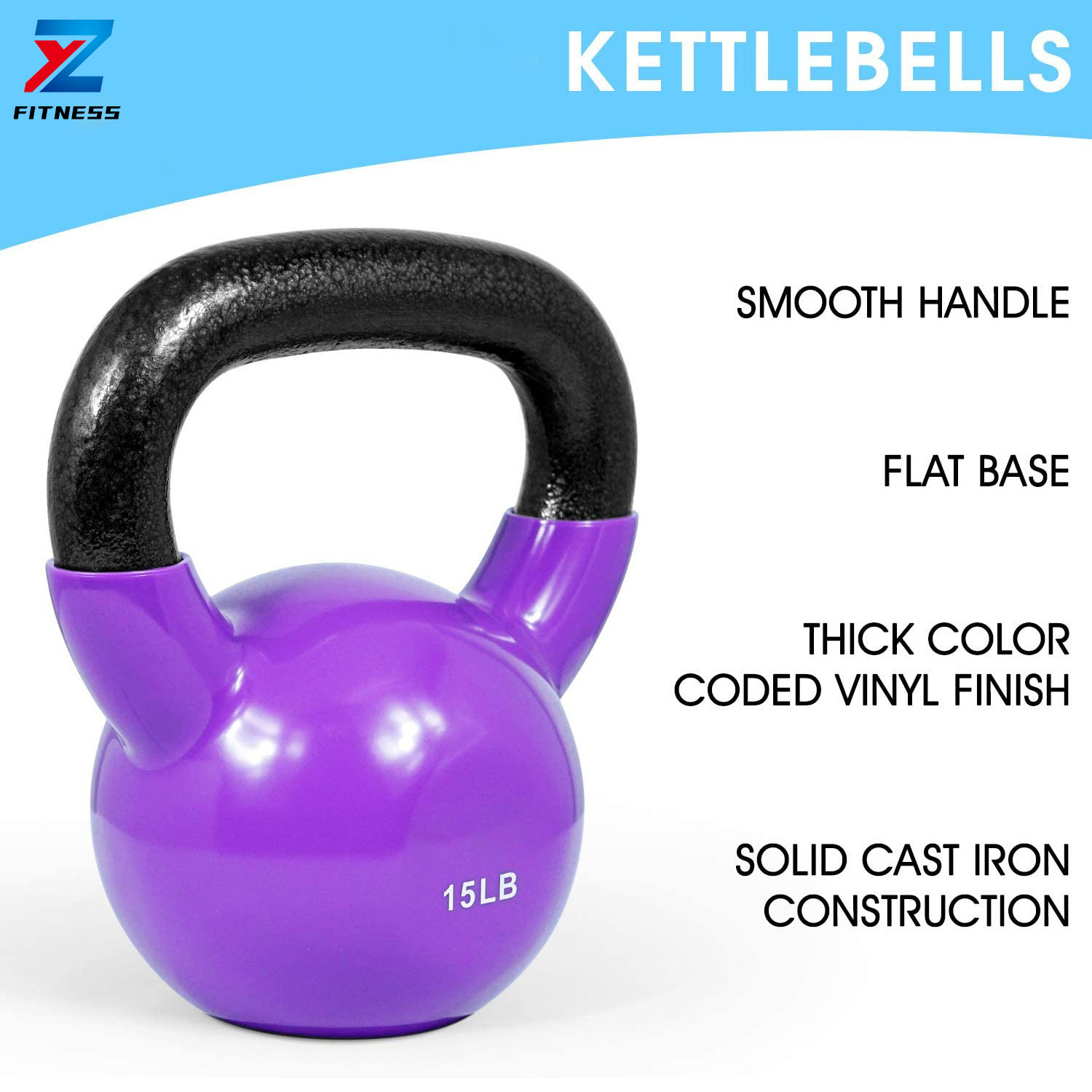 ZY FITNESS Free Weights 10 15 20 lbs Colorful Kettlebell Set