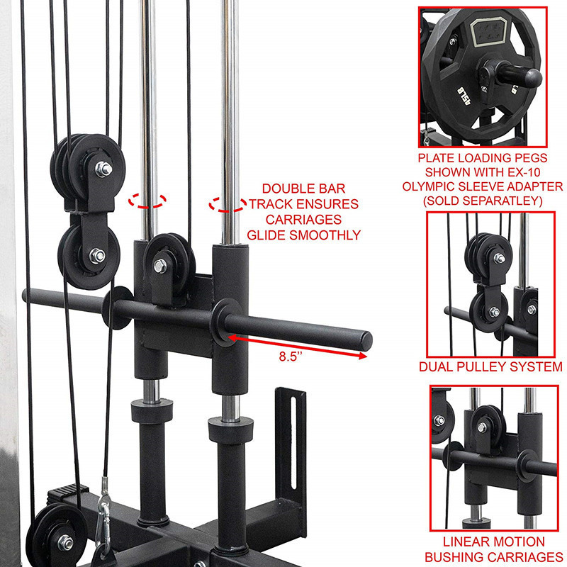 ZY Fitness Adjustable Wall Mount Cable Station Fitness Lat Pull Down Machine Dual Pulley System Pull Down