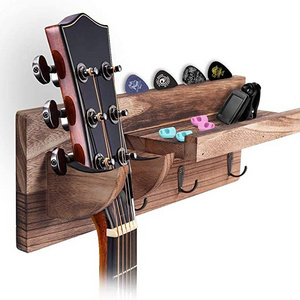 Durable Molded Natural Wood  Wall Mount  Shelves Ukulele Guitar Hook Rack