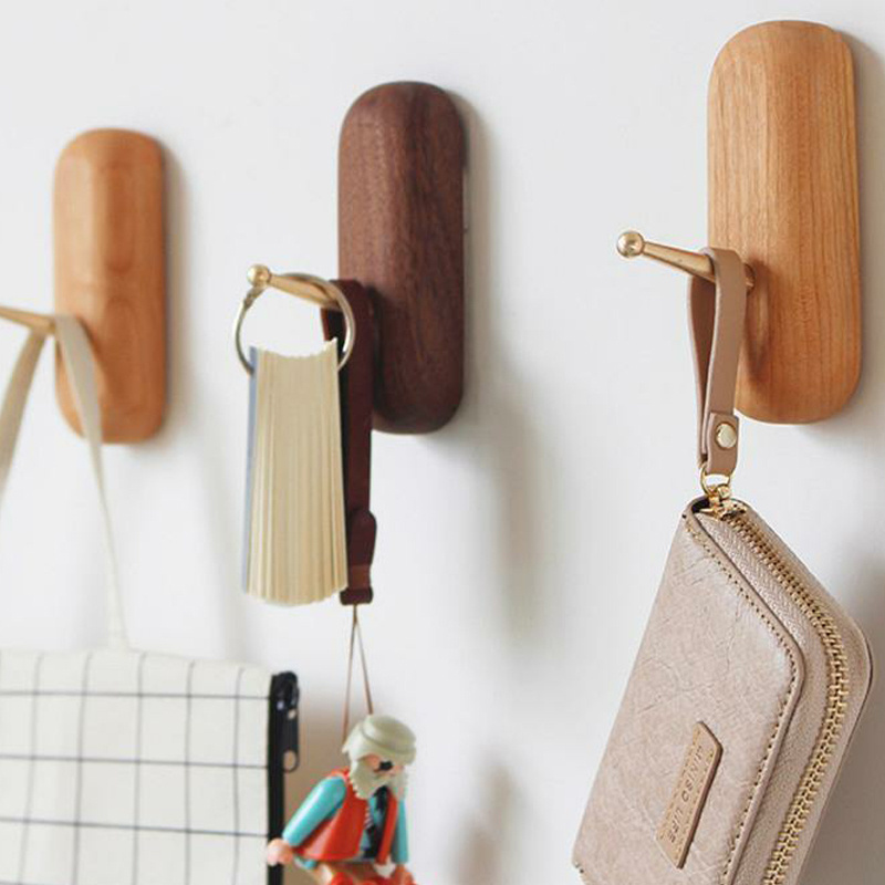 Natural Modern Multifunction Decoration Wooden Storage Hanging Wall Coat Hook