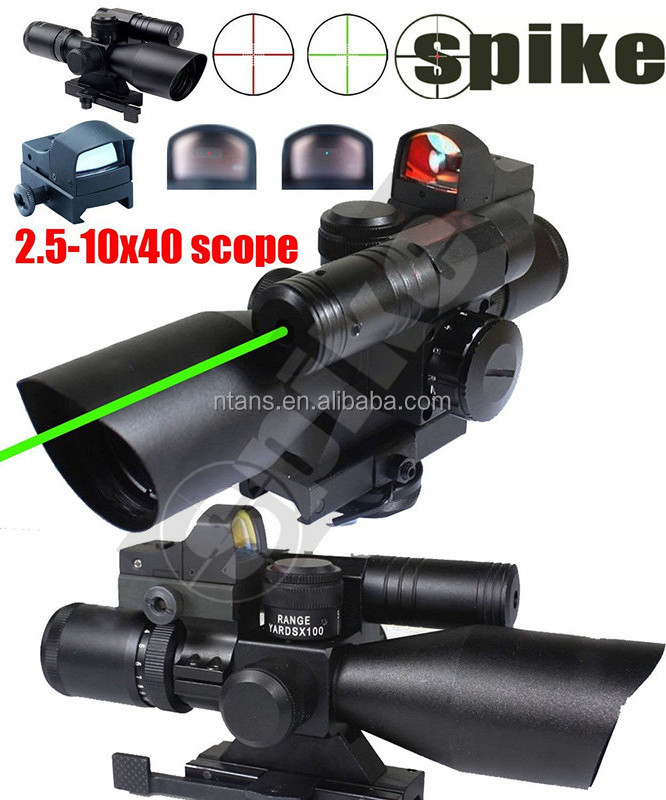 Spike 3 in 1 combo Scope Green Laser and  Red Dot Sight 2.5-10x40 scopes