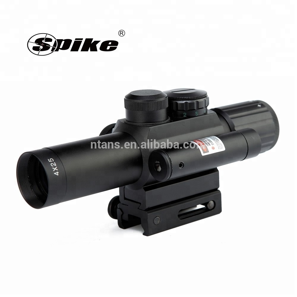 SPIKE Optics 4x25 M6 Red Green Illumination  Scope Optical with Red Laser