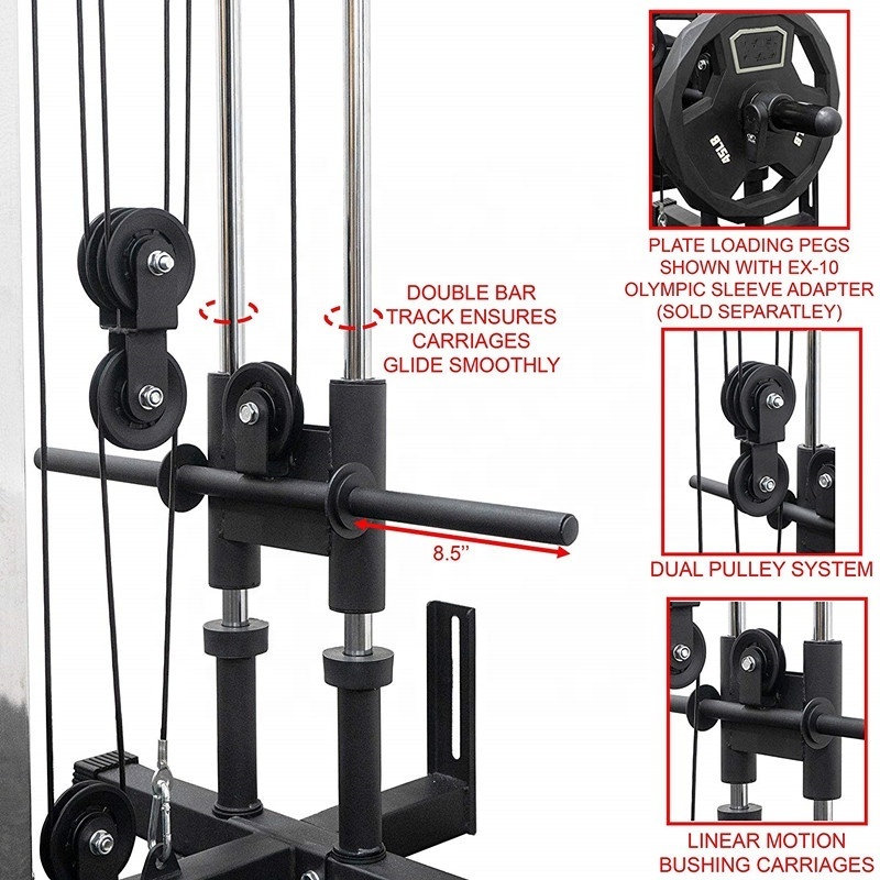 Doublewin Wall Mount Cable Station Pull Down with Adjustable Dual Pulley System