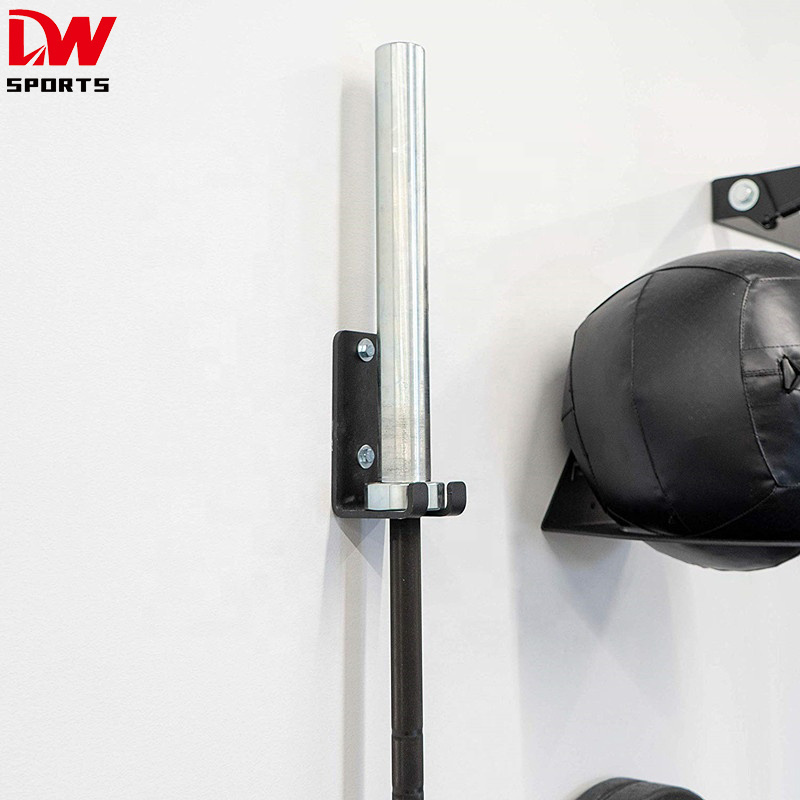 DW SPORTS Gym Weight Lifting Bar Holder Wall Mount Storage Barbell Hanger