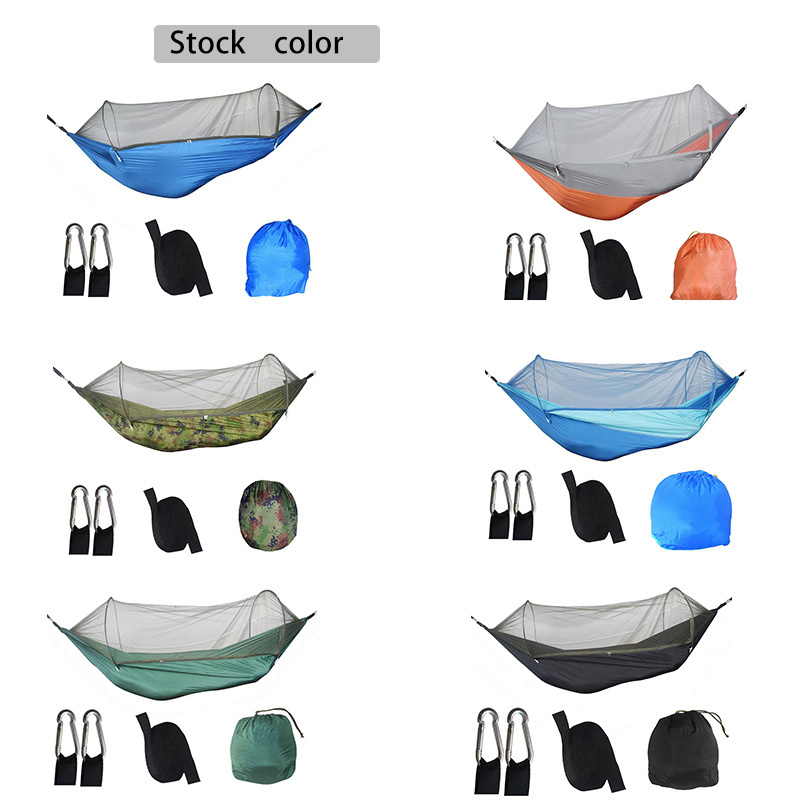 Camping Hammock Portable Double Hammock with Net, 2 Person Hammock Tent with 2*10ft Straps