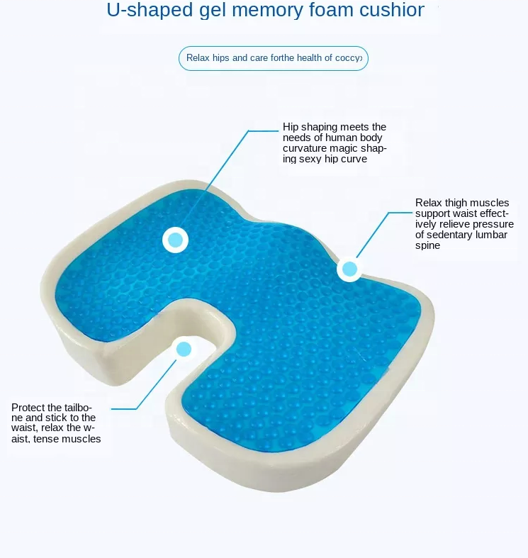 Hot Sale Comfort Coccyx Orthopedic Silicone Egg Tailbone Pad Memory Foam Enhanced Cool Gel Seat Cushion