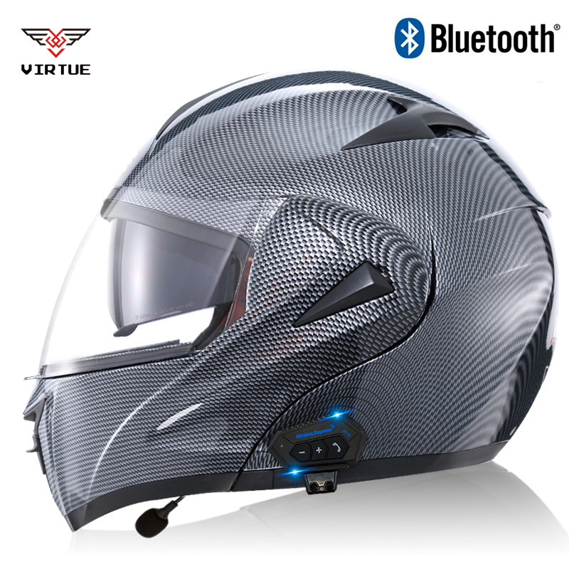 VIRTUE electric motorcycle bluetooth helmet men's open-face helmet dual-lens full-face running helmet