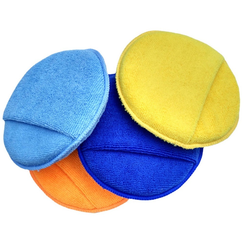 Round car cleaning supplies waxing cake sponge polishing disc microfiber press edge sponge car wash sponge