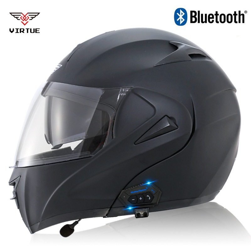 VIRTUE electric motorcycle bluetooth helmet men's open-face helmet dual-lens full-face running helmet