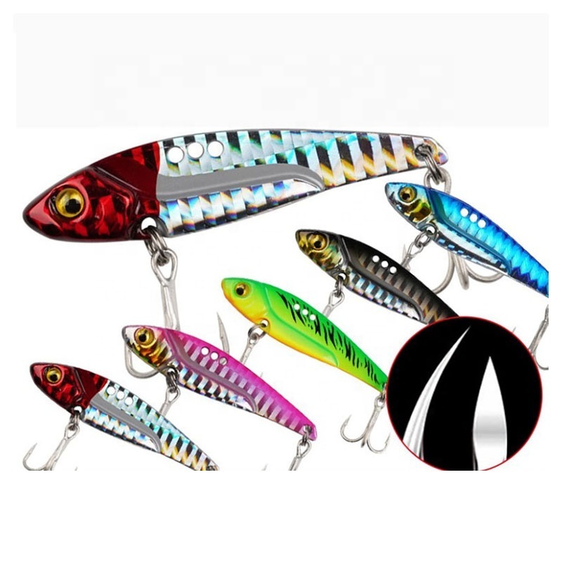 7g 10g 14g 17g 20g Top Quality Shiny Metal Baits Fishing VIB Lure with Treble Hooks 3D Eyes