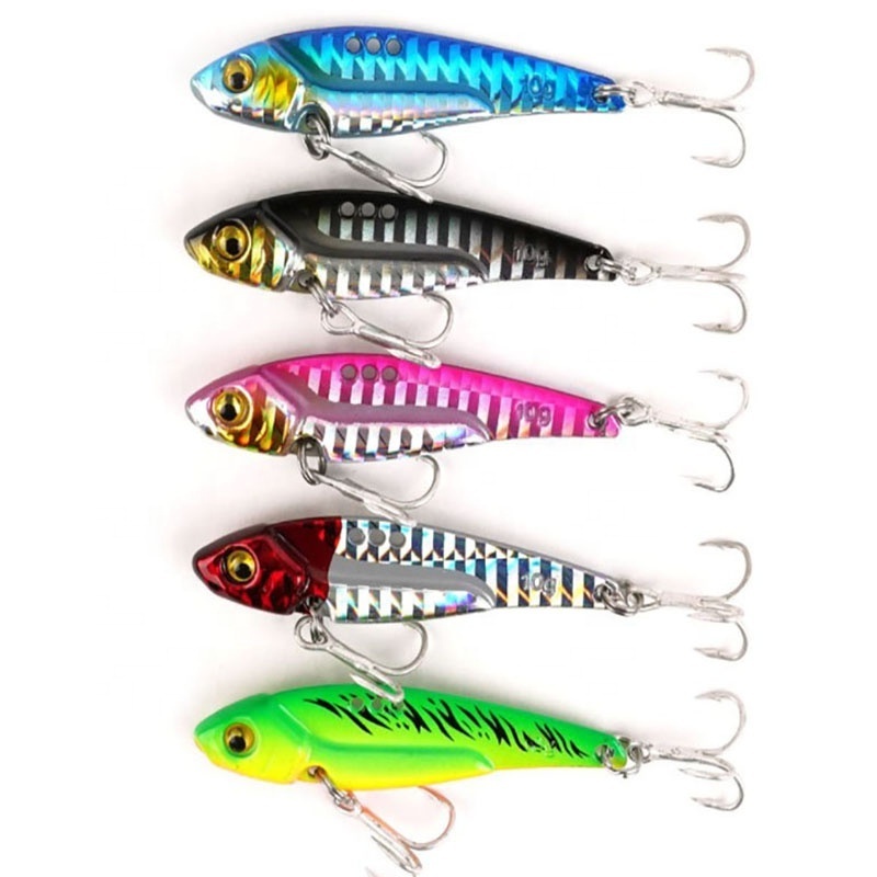 7g 10g 14g 17g 20g Top Quality Shiny Metal Baits Fishing VIB Lure with Treble Hooks 3D Eyes