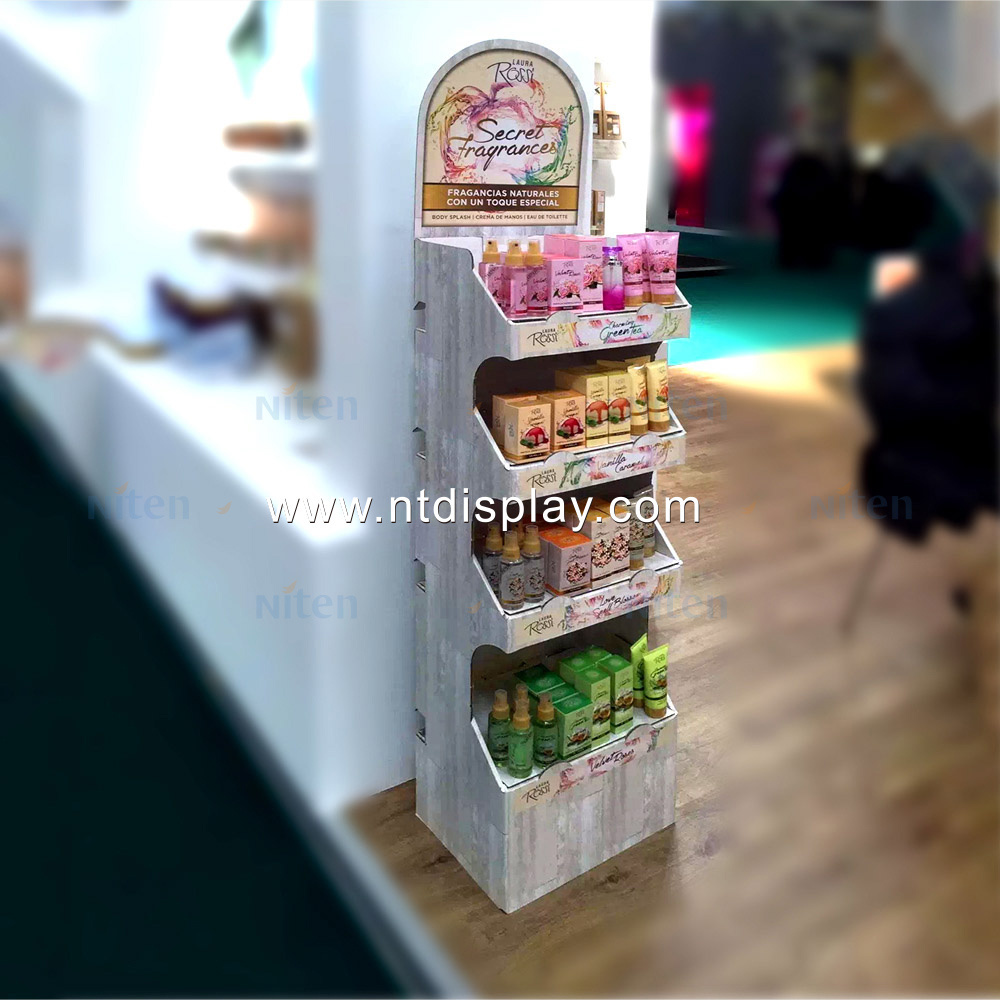 cardboard body oil counter top display rack wooden soap display box stands