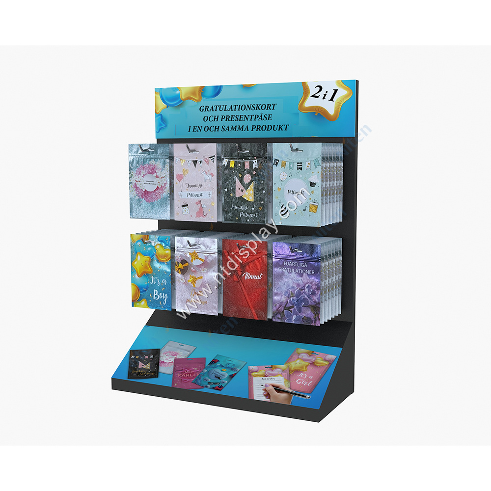 Custom Thanksgiving Greeting Card Acrylic Display Rack /Christmas Gift Postcard Counter Top Display Stand